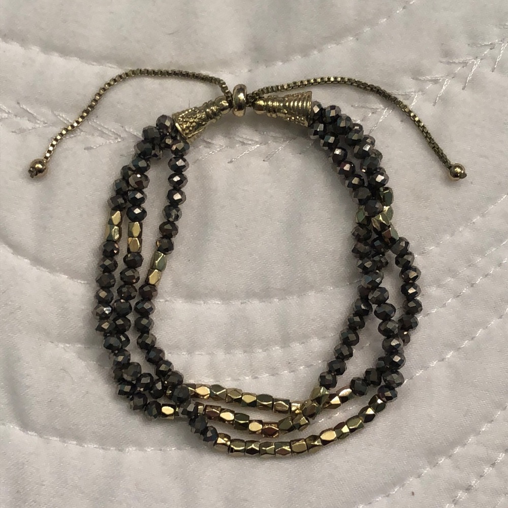 Adjustable Gold/Silver Beaded Bracelet